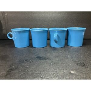 Fiestaware Peacock Blue Coffee Mugs, O Ring Handle, Set of 4 Vintage Fiesta Mugs